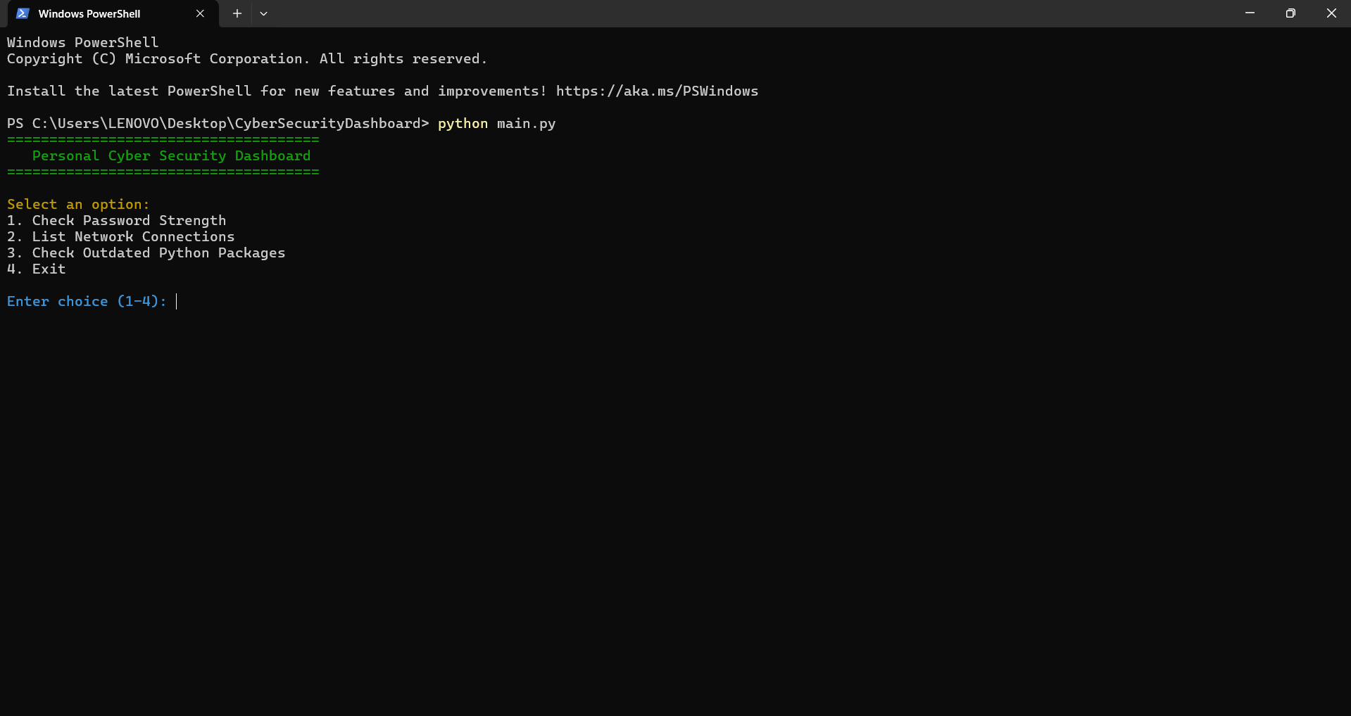 Dashboard Screenshot